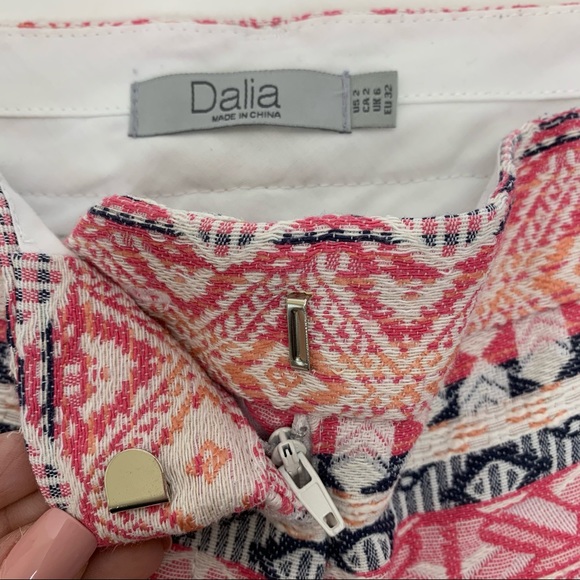 Dalia Woven Boho Tribal Aztec Cotton Shorts Pink White Multicolored Size 2 - Picture 8 of 14
